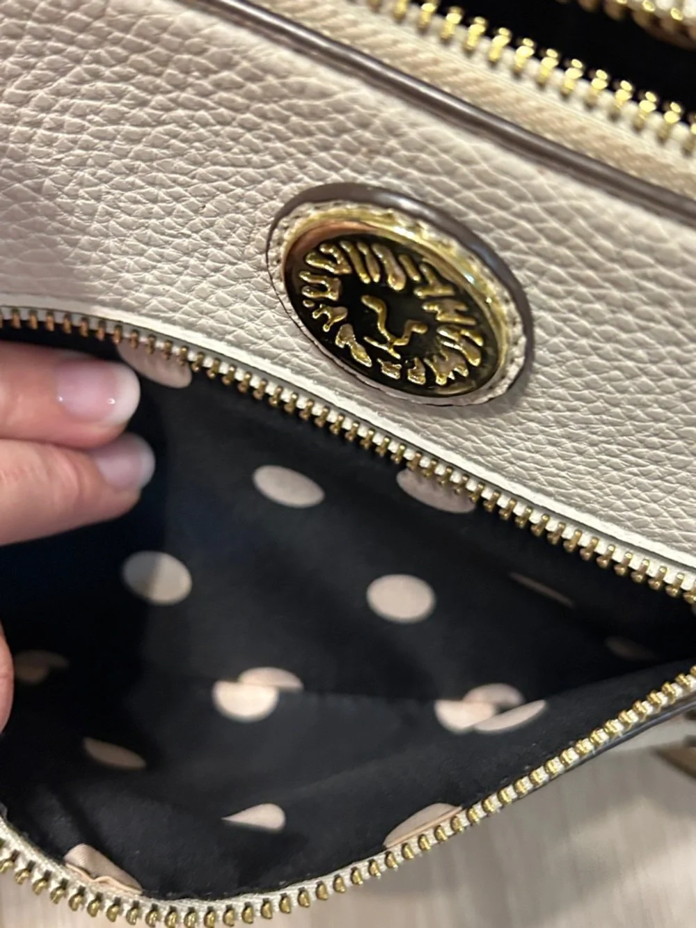 Anne Klein Faux Leather Crossbody Bag with Gold Emblem